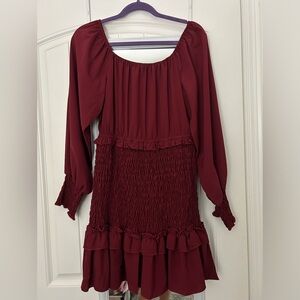 maroon smocked dress